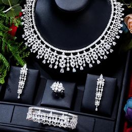 Necklace Earrings Set Soramoore Luxury Gorgeous Shiny 4PCS Jewellery Women Wedding Sparkly Bridal Engagement High Quality