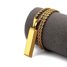Men Cube Bar Bullion Necklace Pendant Gold Hip Hop Dance Charm Franco ed Chain Hip Hop Golden Jewelry2414