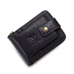 Wallets TopFight Genuine Leather Card Holder Men Wallet Money Bag Purse With Zipper Coin Pocket Luxury