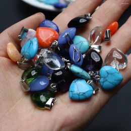 Pendant Necklaces 5pcs Exquisite Natural Stone Turquoise Crystal Heart Shaped DIY Making Earrings Jewelry Accessories Gift