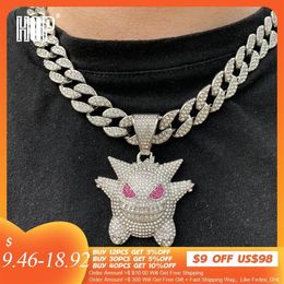 Hip Hop Iced Out Gengar Bling Ghost Alloy Gold Silver Colour Pendant & Necklace For Men Women Jewellery With Chains256T