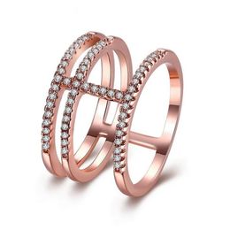 Victoria Brand Classic Luxury Jewellery 925 Sterling Silver 5A Cubic Zirconia Diamond Party Rose Gold Women Wedding Engagement Band 247L