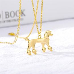 Cute Poodle Pendant Necklace Choker Gold Chain Necklace Women Charm Simple Necklaces Dog Stainless Steel NEW Engagement Jewelry254P