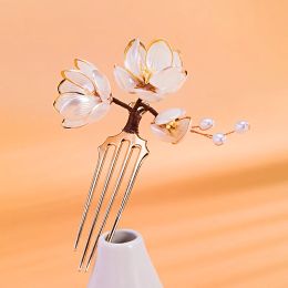 Cheongsam Flower Hair Comb Handmade Classic Style Vintage Hair Fork Hairpin Accessories Retro Jewellery Girls