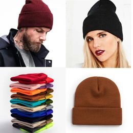 Berets 23 Colours Men And Women's Beanie Solid Colour Hats For Women Soft Winter Warm Hat Streetwear Hip Hop Elastic Skullies Beanies