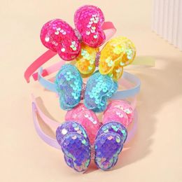 Hair Accessories 1Pcs Children Shiny Band Butterfly Sequin Hoop For Girl Creative Cute Decoration Boutique Kids