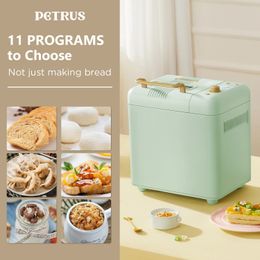 Kitchen Bread Maker Petrus Automatic Bread Maker Machine Customizable Settings Ice Cream IMIX Auto Fruit Nuts Dispenser 2 Loaf Size PE8899 231216