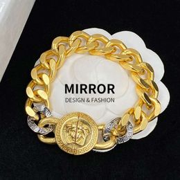 Dafu High quality Jewellery Fan Jiamei's Head Gold and Silver Spliced Hollow Bracelet Women's Thick Chain Trendy Brand Labyrinth Bracelet Classic High Grade Feel