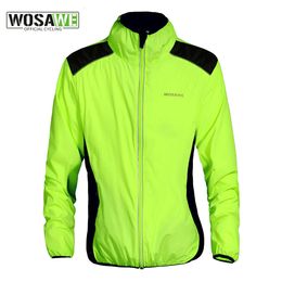 Cycling Jackets WOSAWE Cycling Jacket Reflective Motocross Bicycle Bike Rain Coat Windproof Long Sleeved Jersey Sports Wear Green 231216