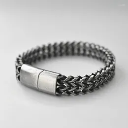 Link Bracelets Exquisite Retro Oxidized Black Titanium Steel Bracelet For Men Hip Hop Personality Chain Punk Jewelry Anniversary Gift