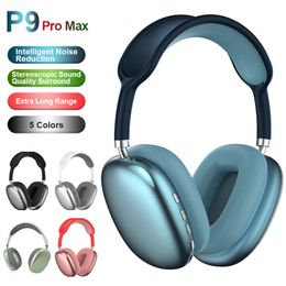 P9 Pro Max Wireless Over-Ear Bluetooth 5.3V Adjustable Headphones Active Noise Cancelling HiFi Stereo Sound for Travel Work