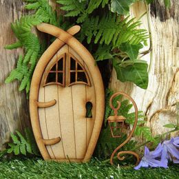 Decorative Objects Figurines Fairy Door and Window Set for Trees Miniature Wooden Pixie Garden Outdoor Decoration Home Kids Park Lawn Yard Ornament 231216