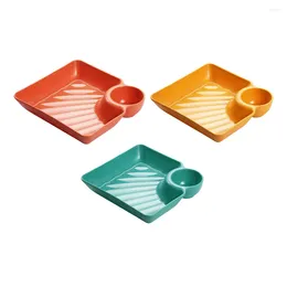 Dinnerware Sets 3 Pcs Square Dinner Plates French Fries Tray Plastic Sushi Sauce Design Dumplings Dipping Household Serving Baby