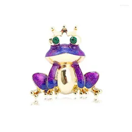 Brooches European And American Fashion Crown Frog Brooch Rhinestone Personality Creative Wild Dripping Oil Animal Corsage