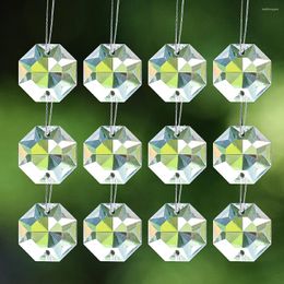Chandelier Crystal 10PC 20MM Clear Faceted Prism Sunflower Geometry Octagon Double Hole Glass Spacer Beads Jewelry Parts Charms Sun Catcher