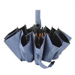 Umbrellas Compact Automatic Umbrella Windproof Lightweight Portable Sunshade For Men Women Blue