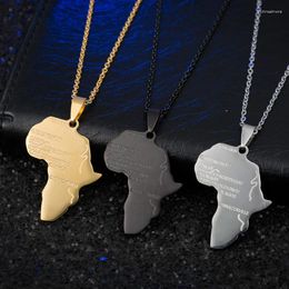 Pendant Necklaces (10pcs)2023 Fashion Punk Africa Necklace Gift Gold Colour & Chain African Map Men/Women Trendy Stainless Steel Jewellery