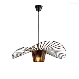 Chandeliers Modern Ceiling Black Rattan Chandelier Hand-Woven Cloth Lamp Attic Bedroom Dining Table Bar LED Lighting