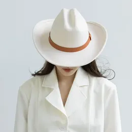 Berets High Quaily Wool White Fedora Hats Woman Man Winter Wedding Top Trilby Hat Girl Boy Daily Racher Jazz Homburg Caps