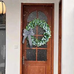 Decorative Flowers Artificial Green Leaves Wreath Realistic Texture Front Door For Farmhouse Wall Window Home Decoration Wedding Decor