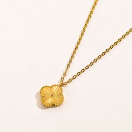 Gold Plated Four Leaf Clover Pendant Brand Designer Necklaces Stainless Steel Choker Necklace Wedding Jewelry Accessories Christmas Gift