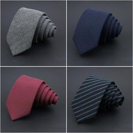 Neck Ties Neck Ties Original High Quality Solid Cotton Handmade Wool Men Necktie Striped Narrow Collar Slim Cashmere Casual Tie Access Dhedr