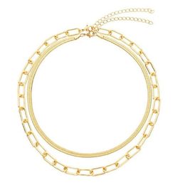 Chains 18K Gold Plating Layered Necklace Layering Paperclip Chain Choker Gift For Women Clavicle263v