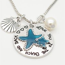 I Love you to the beach and back Beach keychain necklace Natural necklace Summer Jewellery Women's Starfish Necklace298c