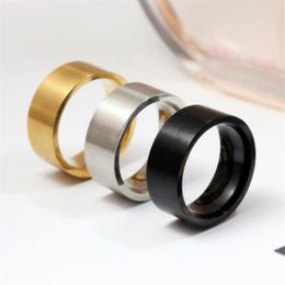 Cluster Rings Kpop 316L Stainless Steel Brushed Matte Couple Ring 8mm Simple Boys And Girls Fashion Punk Jewelry Accessories Whole278q