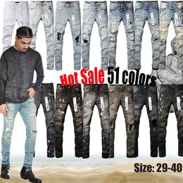 calça de jeans roxa jeans designer masculino calça jeans roxa calça de qualidade design retro streetwear retrowear ascents casuais joggers calça 51colors size29-40