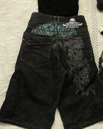 Women s Pants s Summer Gothic Retro Black Shorts Hip Hop Street Denim Sweatpant Joggers 231218