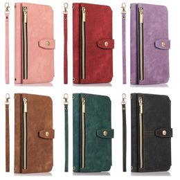 Luxury Crossbody Strap Lanyard Wallet Phone Case for IPhone 15 14 13 12 11 Pro Max 14Plus 15Plus Multi Cards Slot Zipper Flip Stand Leather Purse Cover Magnetic Snap