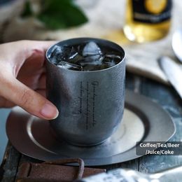 Mugs Vintage 304 Stainless Steel Coffee Cup Nordic Design Beer Mug Cocktail Teacup Espresso Cups Tumblers Drinkware Industrial Style 231218