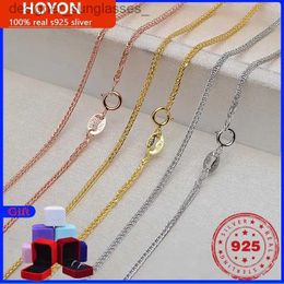 Pendant Necklaces HOYON Gold Chain for Men and Women 18K White gold Rose gold Colour 32/28/24/22/18/16in Chopin Link S925 Sterling Silver NecklaceL231218