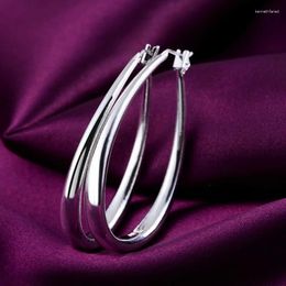 Dangle Earrings 33mm 925 Sterling Silver Smooth Round Big Hoop For Ladies Fashion Charm High Quality Wedding Jewellery Gift