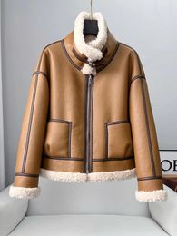 Women's Fur Fashionable Motorcycle Integrated Jacket Short Grain All Lamb Wool Sheep Shearing Autumn And Winter