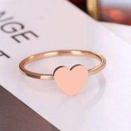 316L Stainless Steel For Women Rings Heart Rose Gold Finger Ring Engagement Simple Jewellery Party Wedding Gift264w