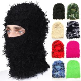 Fashion Face Masks Neck Gaiter Balaclava Distressed Ski Mask Knitted Beanies Cap Winter Warm Full Shiesty Hats for Men Women Camouflage 231218