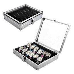 Jewelry Pouches Bags Metal Box Watch Storage Aluminum Alloy Case Useful 6 12 Grid SlotsJewelry Watches Aluminium Display326S