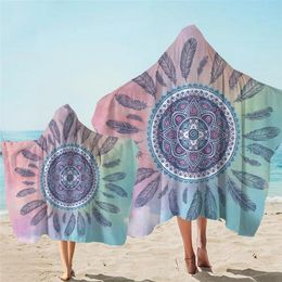 set Printed Microfiber Fabric Bath Towels Hooded Beach Towel Changing Bathrobe Cloaks Swim Pool Bath Towels For Parentchild