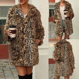 Outdoor Jackets Leopard Printed Outwear 2023 Fashion Winter Outerwear Women Long Sleeves Warm Sexy Lapel Overcoat Windproof Jacket