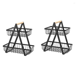 Plates 2X 2-Tier Countertop Fruit Basket Bowl Bread Vegetable Holder For Kitchen Storage (Upgrade And Detachable)