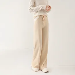 Women's Pants High-waisted Wide-leg 2023 Autumn/winter Wool Loose Casual Solid Color Warm Thickened Trousers