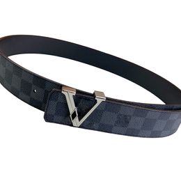 Men's genuine leather belt wide4.0 CM versatile business leisure designer belts women's plaid letter metal buckle ceinture