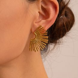 Vintage Gold Silver Colour Fan-shaped Leaves Earrings for Women Statement ZAA Jewellery Holiday Party Accessories