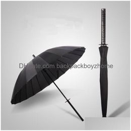 Umbrellas Umbrellas Creative Man Long Handle Samurai Ninja Sword Umbrella Japanese Ninja-Like Large Windproof Sun Rain Straight Open D Dhcwm