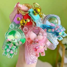 Multiple Acrylic Oil Sugar Beans Astronaut Mug Keychains Exquisite And Cartoon Bag Pendants Night Glow Flowing Sand Colourful Bubble Bead Keychains Gift Wholesale
