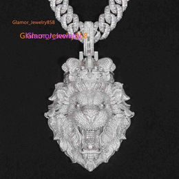 Haute couture man mask Lion head pendant head pendant with Lion Head Necklace Pendant d Color Vvs Moissanite Hip Hop Jewelry Silver 925 Iced Out Diamond