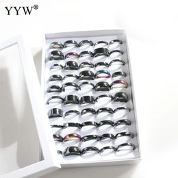 Band Rings 50pcs/Box Hematite Finger Ring Black Vintage Unisex Mixed Colours Haematite Ring Fashion Gift Jewellery US Size 6-15 Statement Ring 231218