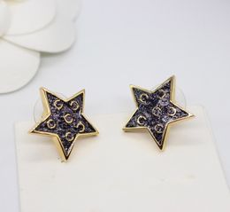 2024 Luxury quality charm stud earring in star shape in 18k gold plated black color PS3570A